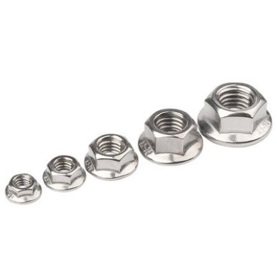 304 M8 Hex Lock Din6923 Zelfvergrendelend Hexagon Flange Nut met een eenvoudige oppervlaktebehandeling