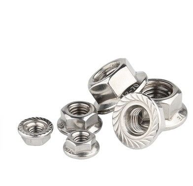 304 M8 Hex Lock Din6923 Zelfvergrendelend Hexagon Flange Nut met een eenvoudige oppervlaktebehandeling