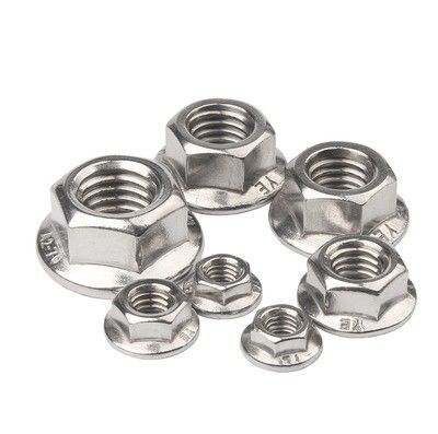 304 M8 Hex Lock Din6923 Zelfvergrendelend Hexagon Flange Nut met een eenvoudige oppervlaktebehandeling