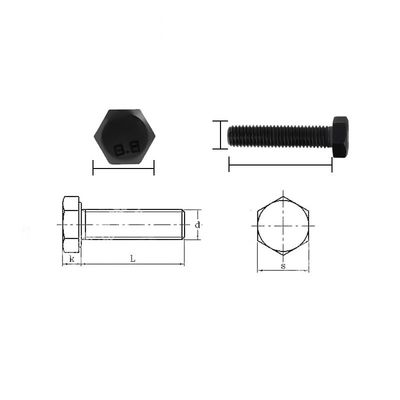 Gemaakt van hoge sterkte 8.8 Hex Bolt en Noot Washer zware Hex Bolt met zwarte afwerking