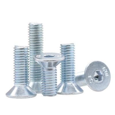 Handan Fastener Direct Wit Blauw Zinkgeplatte DIN7991 CSK Flat Head Hex Socket Bolt Schroef